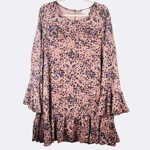 Loveriche‎ Pink Mini Dress Ruffle Animal Print Long Sleeve 3X